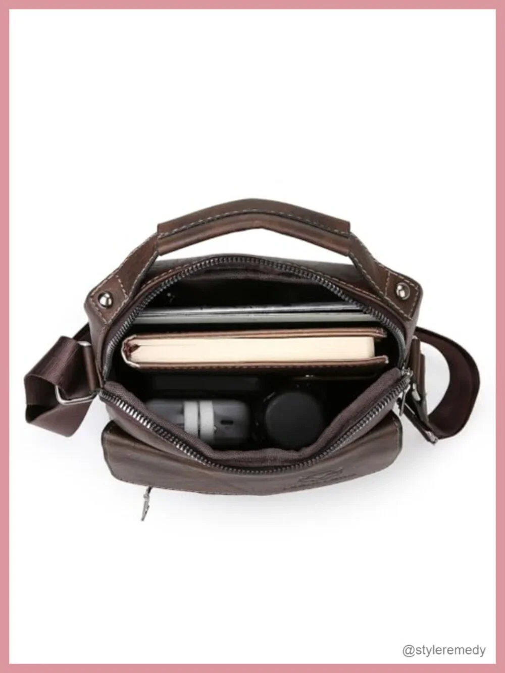 Leather Sling Bag Messenger Bag Crossbody Shoulder Bag with Multiple Pockets